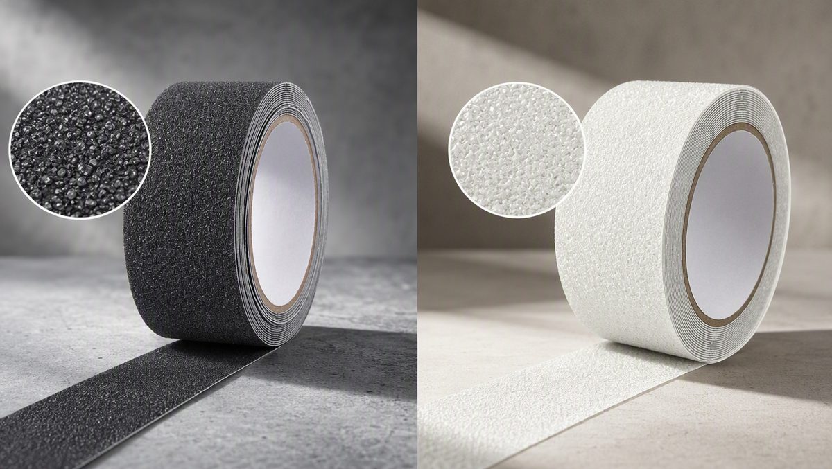 PEVA abrasive anti-slip self-adhesive tape — gray and white rolls