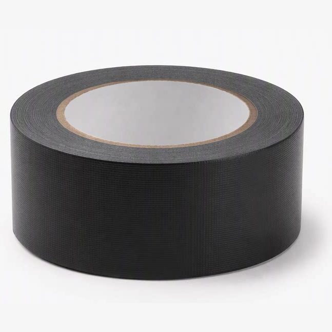 Low-Gloss black gaffer tape roll, front view