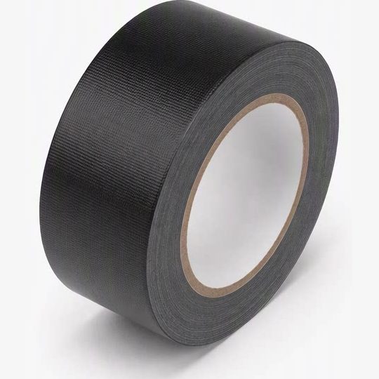 Low-Gloss black gaffer tape roll, side view
